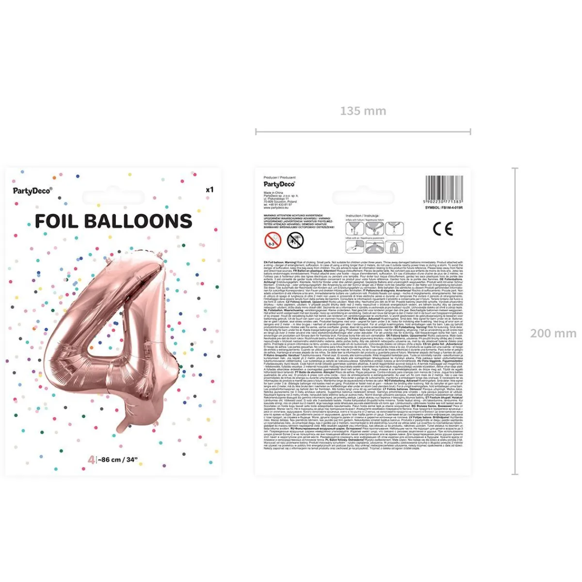 Cheap Balon Pink Metal Foliowy Cyfra "4" 86 Cm Sale