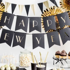 Online Baner New Year Ze Zlotym Napisem 2,5 M Ozdoby Ścienne I Wiszące