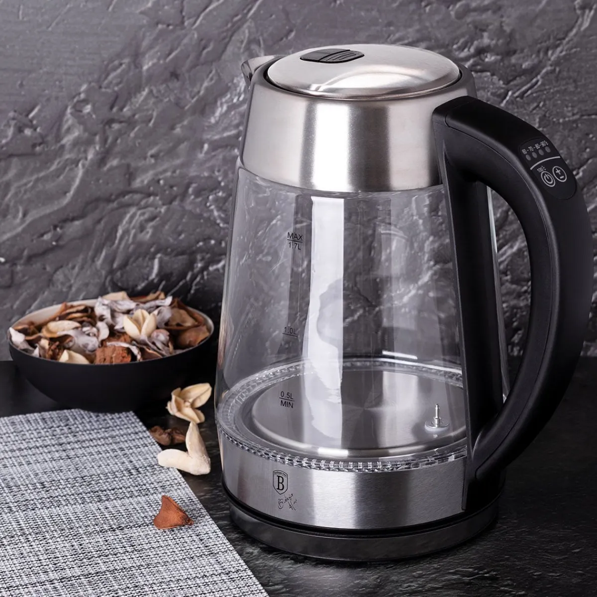Outlet Czajnik Elektryczny Black Silver Eternal Z Regulacja Temperatury 1,7 L Sprzęt Agd