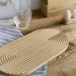 Shop Deska Bambou Owalna Ze Zlobieniami 34,5X18,7Cm Deski Do Serwowania