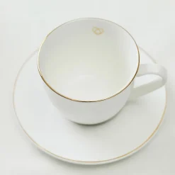 Fashion Filizanka Auro Z Podstawka Ze Zlota Obwodka 0,21 L Zastawa Porcelanowa