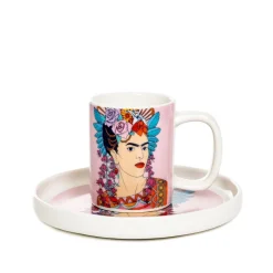 Fashion Filizanka Frida Kahlo Do Espresso Ze Spodkiem Fioletowa 0,08 L Filizanki