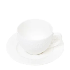 Store Filizanka Sylia Duza Biala Z Ornamentem 0,25 L Zastawa Porcelanowa