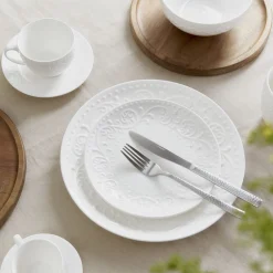 Store Filizanka Sylia Duza Biala Z Ornamentem 0,25 L Zastawa Porcelanowa