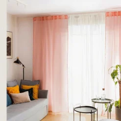 Cheap Firanka Adi Z Pomponikami Rozowa 140X250 Cm Zasłony I Firany