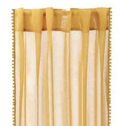 Outlet Firanka Adi Z Pomponikami Musztardowa 140X250 Cm Zasłony I Firany