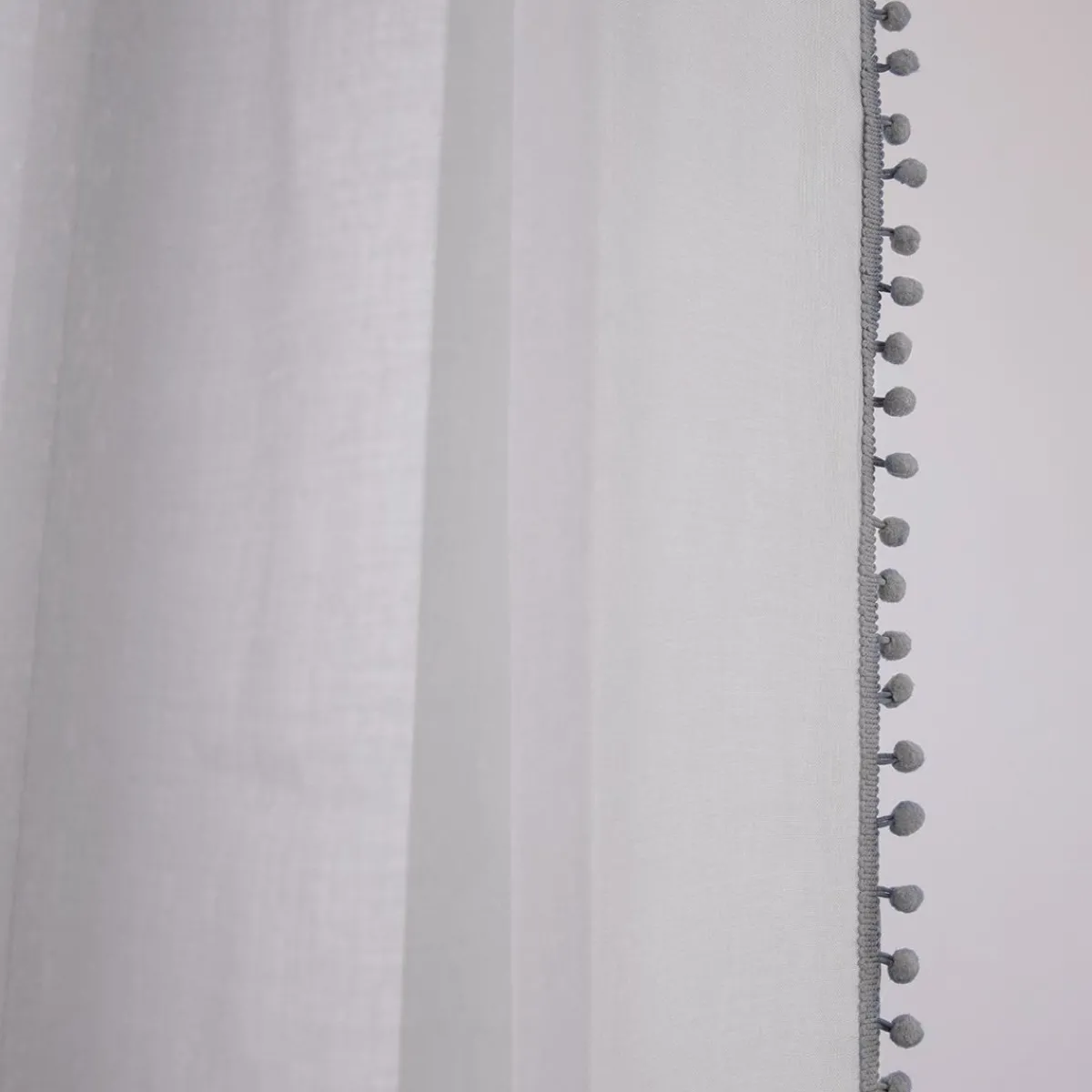 Cheap Firanka Adi Z Pomponikami Szara 140X250 Cm Zasłony I Firany
