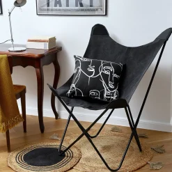 Flash Sale Fotel Butterfly Z Metalowa Rama - Czarna Tkanina 70X80X102 Cm Krzesła Ogródowe