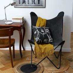 Flash Sale Fotel Butterfly Z Metalowa Rama - Czarna Tkanina 70X80X102 Cm Krzesła Ogródowe
