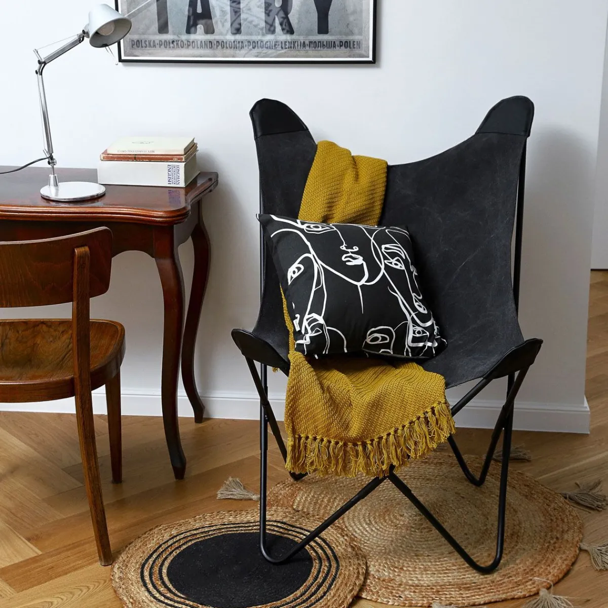 Flash Sale Fotel Butterfly Z Metalowa Rama - Czarna Tkanina 70X80X102 Cm Krzesła Ogródowe