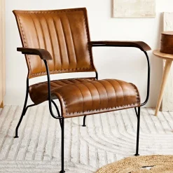 Discount Fotel Gladio W Obiciu Ze Skory Bawolej Brazowe 68X76X75 Cm Fotele