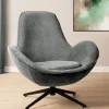 Cheap Fotel Lunaire Obrotowy W Tkaninie Teddy Boucle Szary 86X76X87 Cm Fotele