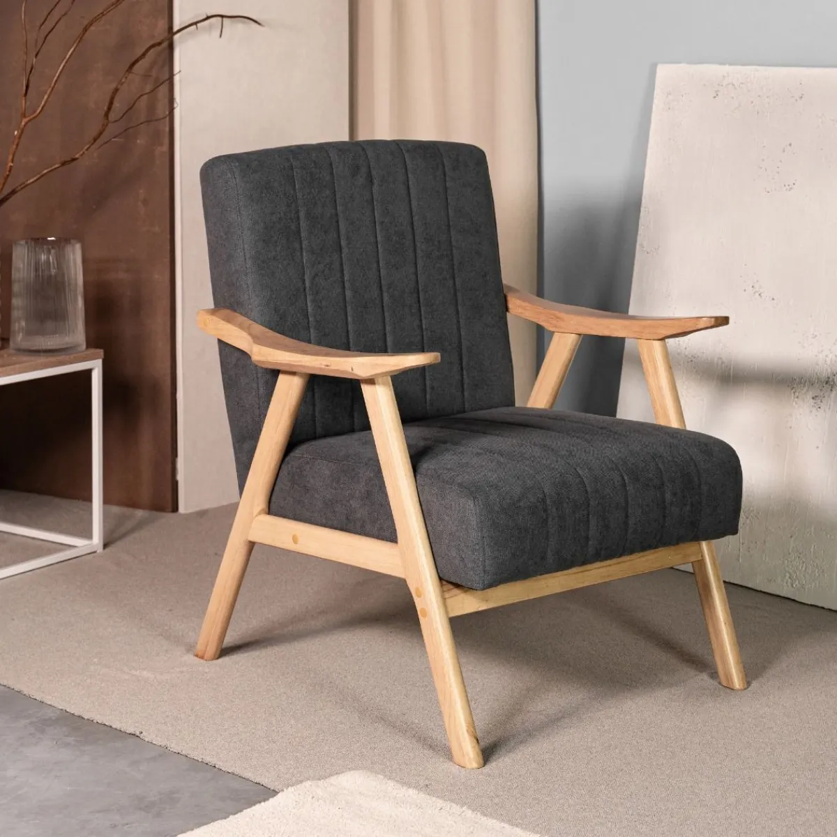 Best Sale Fotel Terra Ciemno Nogi Jasne Drewno 70X75X87 Cm Fotele