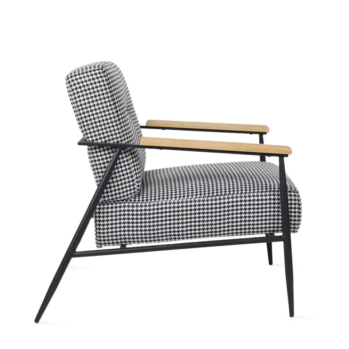 Flash Sale Fotel Veludo Bialy W Czarna Pepitke 71X70X83 Cm Fotele