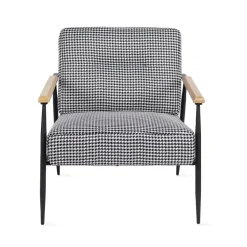 Flash Sale Fotel Veludo Bialy W Czarna Pepitke 71X70X83 Cm Fotele