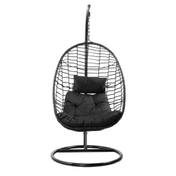 Cheap Hustawka Solei Czarna Z Czarna Poduszka 95X95X195 Cm Hustawki Na Balkon