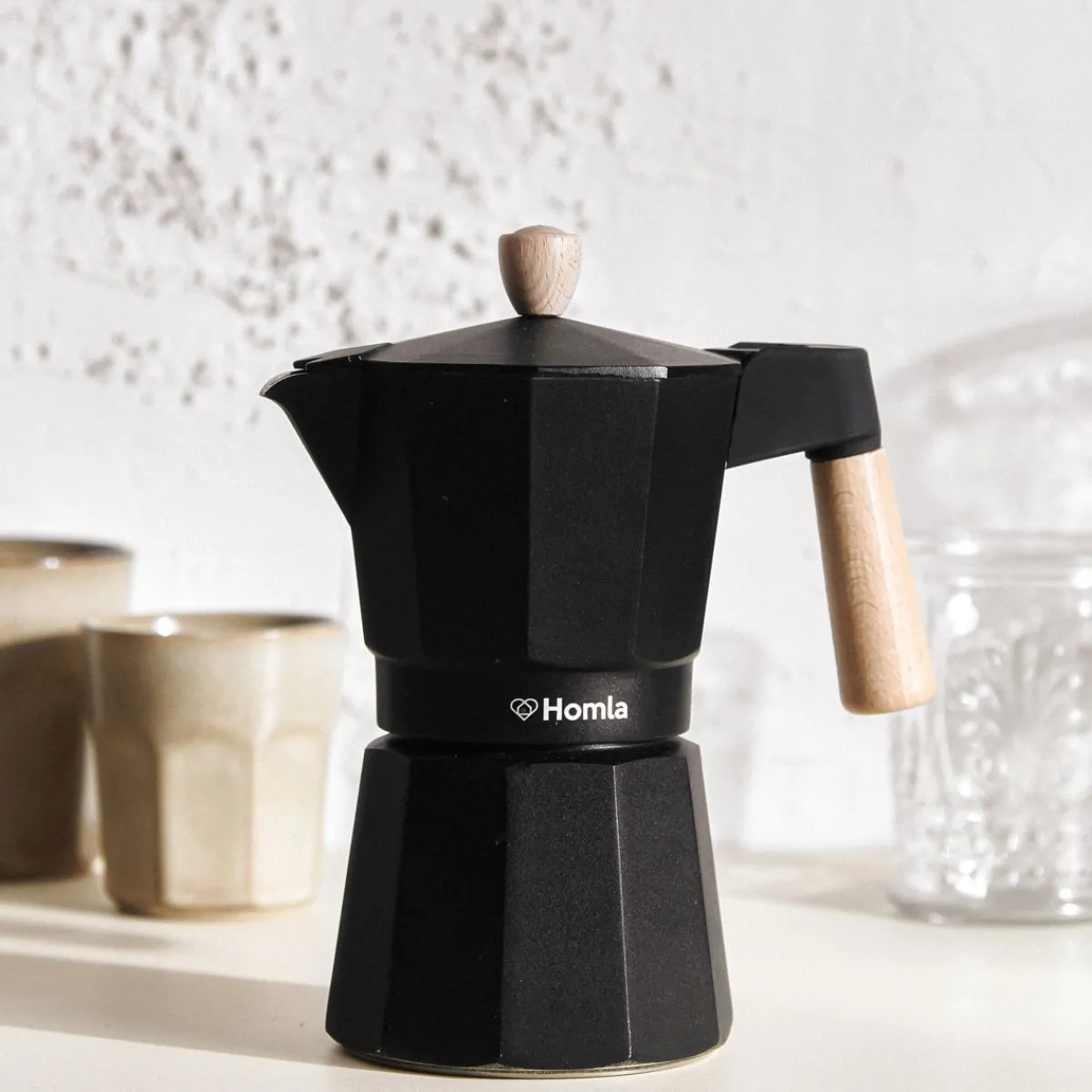 Cheap Kawiarka Mia Mokka Czarna Z Drewnianym Uchwytem 6 Cup Kawiarki