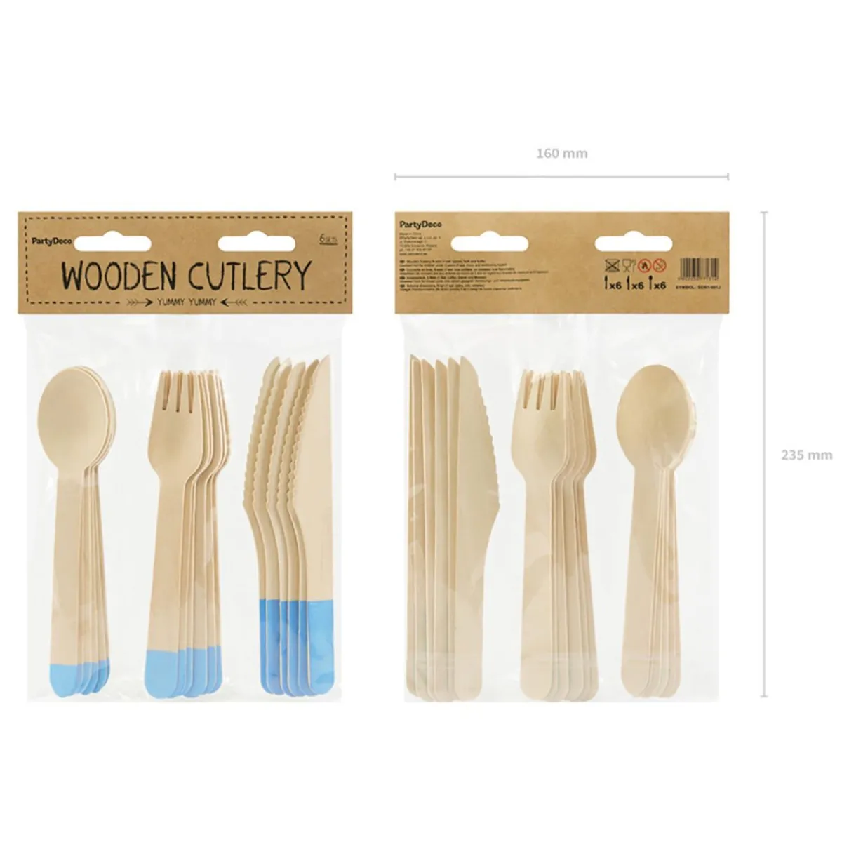 New Komplet Sztućców Wooden Drewnianych 6 Os. Sale