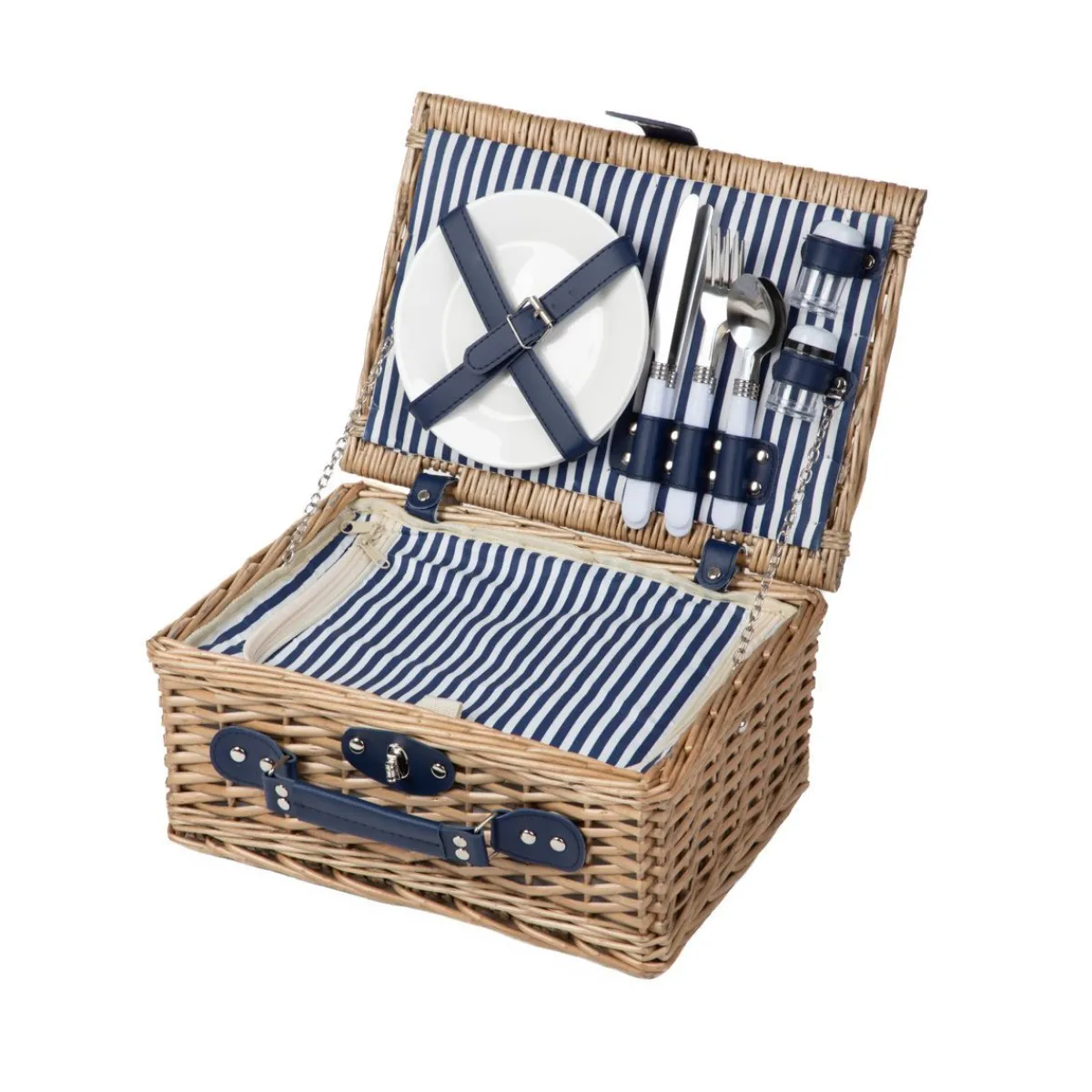 Shop Kosz Piknikowy Lorenzo Dla 2 Osob W Granatowe Paski 32X26X16 Cm Kosze Piknikowe