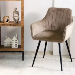 Discount Krzeslo Andre Welurowe Brazowe 56X61X86 Cm Krzesła