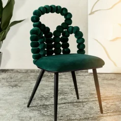 Shop Krzeslo Bubble Beam Welurowe Zielone Z Czarnymi Nogami 56,5X52X87 Cm Krzesła