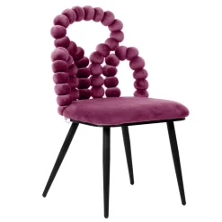 Fashion Krzeslo Bubble Beam Welurowe Bordowe Z Czarnymi Nogami 56,5X52X87 Cm Krzesła