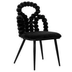 New Krzeslo Bubble Beam Welurowe Czarne Z Czarnymi Nogami 56,5X52X87 Cm Krzesła