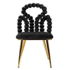 Outlet Krzeslo Bubble Beam Welurowe Czarne 56,5X52X87 Cm Krzesła
