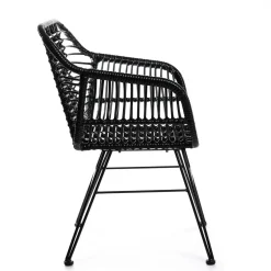 Store Krzeslo Jardin Plecione Czarne 57X62X81 Cm Krzesła Ogródowe