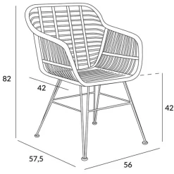 Store Krzeslo Jardin Plecione Czarne 57X62X81 Cm Krzesła Ogródowe