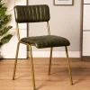 Outlet Krzeslo Lumbar W Obiciu Ze Skory Bawolej Zielone 46X52X78 Cm Krzesła