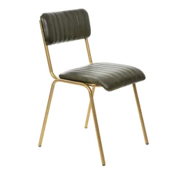 Outlet Krzeslo Lumbar W Obiciu Ze Skory Bawolej Zielone 46X52X78 Cm Krzesła
