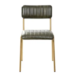 Outlet Krzeslo Lumbar W Obiciu Ze Skory Bawolej Zielone 46X52X78 Cm Krzesła