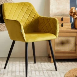 Cheap Krzeslo Shelton Welurowe Musztardowe 56X60X84Cm Krzesła