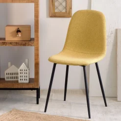 Sale Krzeslo Slank W Tkaninie Musztardowe 44X52X85Cm Krzesła