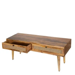 Clearance Lawa Natte Drewniana Lite Drewno Mango Z Rattanem 120X45X45 Stoliki Kawowe