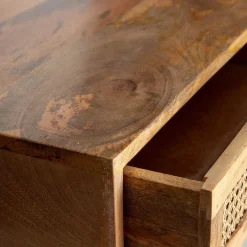Clearance Lawa Natte Drewniana Lite Drewno Mango Z Rattanem 120X45X45 Stoliki Kawowe