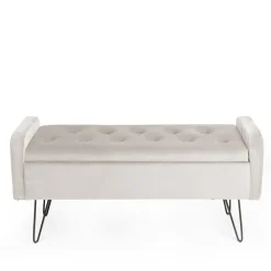 Outlet Lawka Venlo Welurowa Bezowa 100X39X45Cm Siedziska Do Przedpokoju