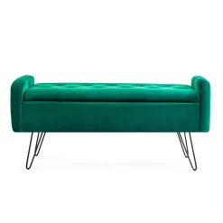Discount Lawka Venlo Welurowa Zielona 100X39X45Cm Siedziska Do Przedpokoju