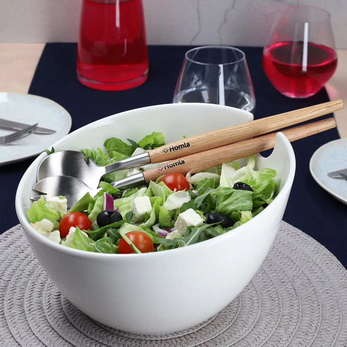 Fashion Misa Mooka Do Salat Ceramiczna Z Przyborami Biala 24 Cm Naczynia Ogródowe I Piknikowe