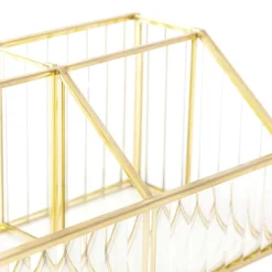 Sale Organizer Grazia Ze Szkla Prazkowanego 17,5X10X8,5 Cm Organizery Łazienkowe