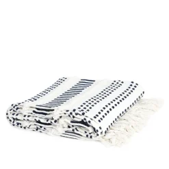Outlet Pled Parat Bawelniany W Granatowe Przeszycia 130X170 Cm Poduszki Na Krzeslo