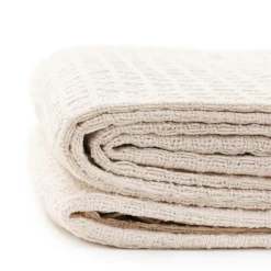 Best Sale Pled Vaffel Z Fredzlami Naturalny 130X170 Cm Poduszki Na Krzeslo