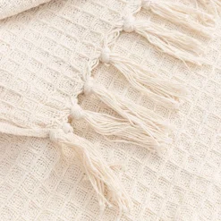 Best Sale Pled Vaffel Z Fredzlami Naturalny 130X170 Cm Poduszki Na Krzeslo