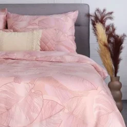 Discount Pościel Gallo Z Mikrofibry Rozowa W Liscie 140X200 Cm + 1*70X80 Cm Pościel 140X200 Cm
