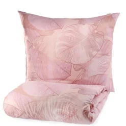 Discount Pościel Gallo Z Mikrofibry Rozowa W Liscie 140X200 Cm + 1*70X80 Cm Pościel 140X200 Cm