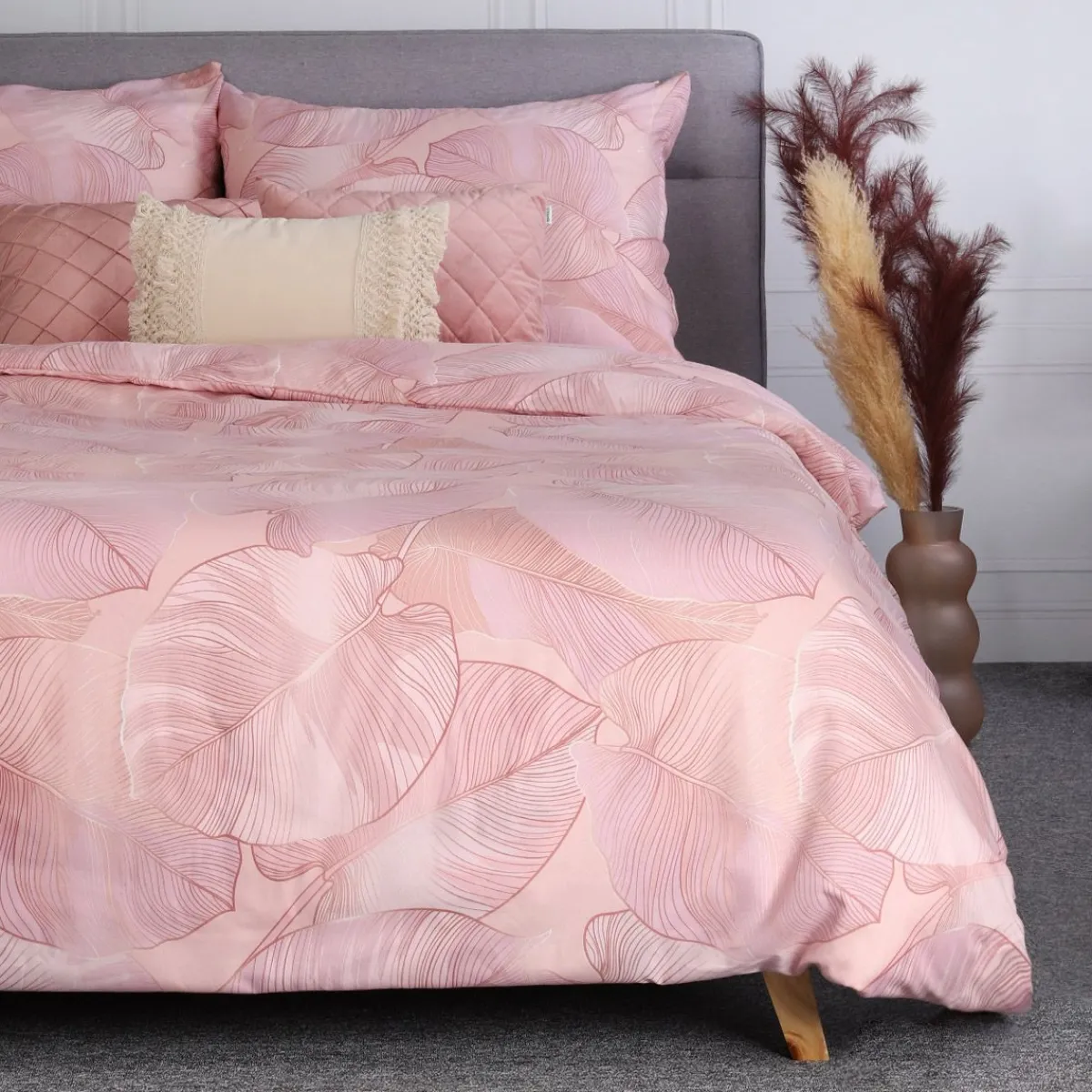 Best Sale Pościel Gallo Z Mikrofibry Rozowa W Liscie 160X200 Cm Pościel Z Mikrofibry