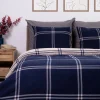 New Pościel Vella Flanelowa Niebiesko-Bezowa W Krate 200X220 Cm + 2 X 50X60 Cm Pościel Bawelniana