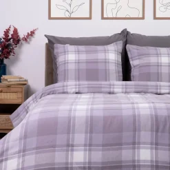 Store Pościel Vella Flanelowa W Szara Krate 160X200 Cm + 1 X 50X60 Cm Pościel 160X200 Cm