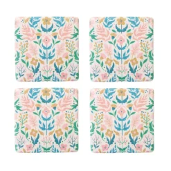 Fashion Podkladka Melte Ceramiczna Kwiaty Roz Blekit 4 Szt. Podstawki Pod Herbatę